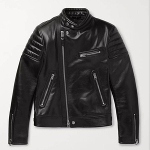 OEM Custom Design <b>Leather</b> Winter <b>Jacket</b> Men Slim Fit Stand Collar <b>Long</b> Sleeve High Quality Fashion <b>Leather</b> <b>Jacket</b> - Product Image 4