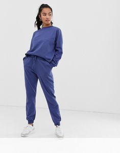Conjunto Deportivo de 2 Piezas para Mujer, Azul, Poliéster, Estampado, Cuello Redondo, Manga Larga, Corte Regular, Pantalones con Cordón, Color Sólido, Casual - Product Image 3