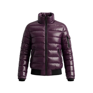Hooded Quilted Waterproof <b>Bubble</b> Jacket Black Full Sleeve Winter Windproof Cotton Shell Knitted Fabric Polyester Filling Stand - Product Image 2