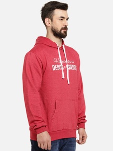 Sudadera con Capucha Roja para Hombre, Corte Regular, Informal, de Algodón Tejido, con Bolsillo, Diseño con Letras Estampadas en la Parte Delantera, para Otoño - Product Image 4