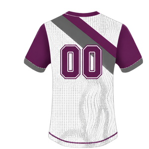 Camiseta de Rugby de Manga Corta Color Borgoña, Blanco y Gris, Cuello Redondo, Diseño Gráfico, Ropa Deportiva de Alto Rendimiento, para Entrenamiento y Partidos - Product Image 2