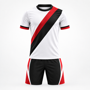 Ensemble de maillots de football personnalisés, imprimés numériquement, en polyester, uniforme de football à manches courtes, col rond, kit d'équipe, fabricant en gros - Product Image 1