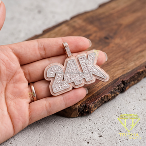 Collier Pendentif Personnalisé Luxe Plaqué Or Rose 24K avec Lettres Hip Hop et Diamants – Bijoux de Mode en Gros - Product Image 5