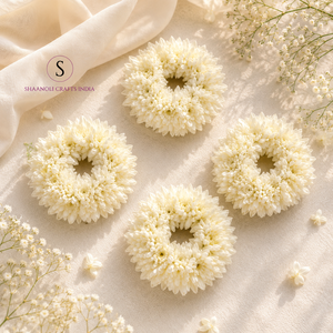 Jasmin blanc avec Rose rouge Gajra cheveux Mogra parfumé élastique fleur Gajra cheveux accessoires pour femmes belles bandes de conception - Product Image 6