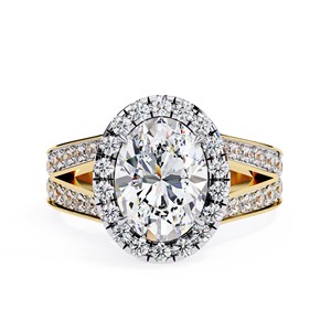 Bague de fiançailles en or 14 carats avec diamant ovale de 1,5 carat cultivé en laboratoire, tige fendue, rapport IGI, diamant VS DEF pour anniversaire et mariage - Product Image 1