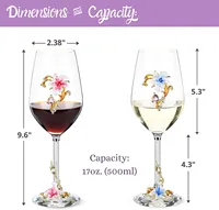 Ensemble de 2 verres à vin floraux, verrerie à vin, verres à vin, cadeaux de Noël