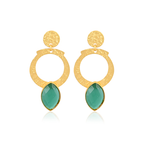 Elegantes y Estilizados Pendientes de Ónix Verde Natural para Mujer - Product Image 1