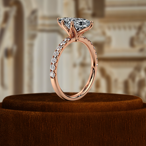 แหวนเพชรทรงมาร์คีส์ 1 กะรัต รับรองโดย IGI, แหวนหมั้นทองคำขาว/ทองคำเหลือง 14K, แหวนแบบฝังเพชรครึ่งวง รับรองโดย IGI - Product Image 5