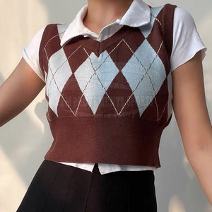 Ropa de moda Venta caliente Mujeres Chaleco de punto recortado Diseño único Mujeres Chaleco de punto recortado - Product Image 2