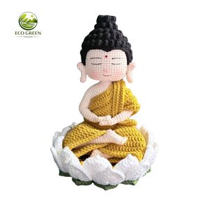 Poupée Ksitigarbha Bodhisattva en crochet faite à la main, statue de lotus, jouet en peluche bouddhiste religieux en gros, décoration de table pour la méditation à la maison - Product Image 5