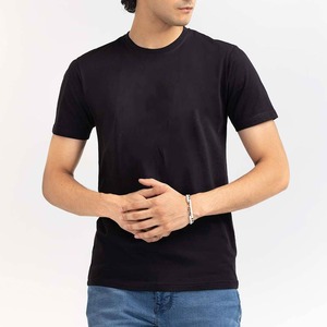 Customize LOGO Color Black New T Shirt <b>Men</b> Crew Neck Half Sleeve Tops Cotton Drop Shoulder Breathable T Shirts - Product Image 3
