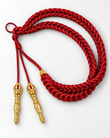 Cordon d'épaule rouge torsadé avec finition enduite et embout métallique écologique pour la décoration de vêtements et uniformes