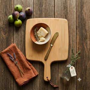 Sustainable Laminated Bamboo Square <b>Shelving</b> Board and Chopping Block Set with Handle 2 Boards Dishwasher Safe LAVIHEXCO - Product Image 4