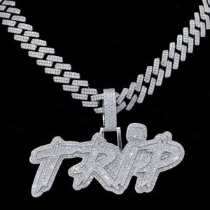 Custom 925 Silver Moissanite Letter Pendant <b>Chain</b> Necklace Hip Hop <b>Name</b> Charm Jewelry for Men - Product Image 1