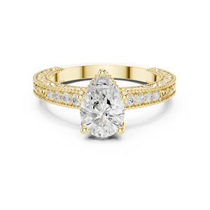 Elegant Yellow Gold Pear Cut Solitaire <b>Ring</b> Accents Luxury Bridal Engagement Wedding Jewelry <b>Custom</b> Wholesale Fashion <b>Rings</b> - Product Image 4