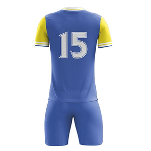 Maillot de football unisexe bleu jaune blanc en polyester respirant pour adulte, service OEM personnalisé, détection par aiguille - Product Image 6