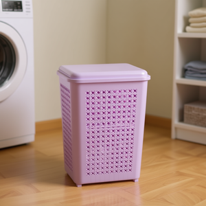 Cesto per Bucato Quadrato Viola 50 L con Coperchio per Conservazione Vestiti - Product Image 3