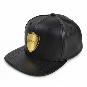 Casquette de luxe personnalisée en toile noire structurée avec logo brodé 3D doré, à œillets, pour extérieur, style streetwear unisexe, vente en gros, OEM ODM, haute qualité - Product Image 1