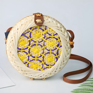 Bolsos y monederos femeninos de bambú vintage de último diseño, bolsos circulares casuales personalizados para mujer con logotipo - Product Image 1