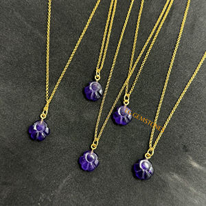 Collar con Colgante de Amatista con Forma de Huella de Perro, Chapado en Oro de 18k, Joyería con Gema Tallada a Mano, Venta al Por Mayor para Revendedores - Product Image 2