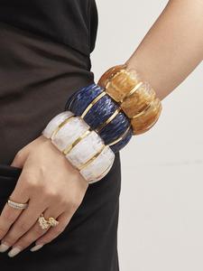 Pulsera Elástica de Resina Ecológica, Estilo Retro, Geométrica, con Cuentas Acrílicas Coloridas para Mujer, Joyería Extensible - Product Image 1