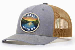 High Quality 5 Panel Grey Heather Custom Woven Patch Trucker Hat <b>Vintage</b> Brown Mesh Back Snapback Baseball <b>Cap</b> for Outdoor - Product Image 2