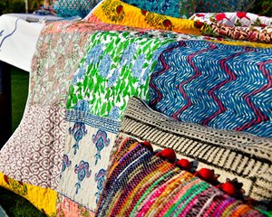 Wholesale Handmade Patchwork pure Cotton <b>Bed</b> Cover Reversible Quilted <b>Block</b> Print Bedspread Boho Bedding Blanket Home Decor ODM - Product Image 1