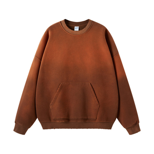Sweat-shirt à col rond en molleton vert menthe pour homme, 100% coton, manches longues, poche avant, décontracté, écologique, doux et confortable - Product Image 4