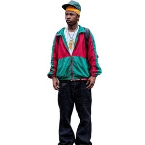 Veste coupe-vent KY Retro Jamaica Color Block pour homme, coupe ample, fermeture éclair intégrale, col montant, style vintage, sportswear, hip hop, streetwear, décontracté - Product Image 1