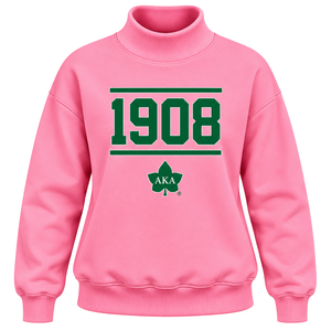 Sudadera Premium AKA Rosa para Mujer, Cuello Alto, Estampado Gráfico Personalizado 1908, Corte Holgado Informal, para Eventos de Hermandades - Product Image 1