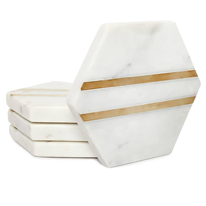 Posavasos Minimalistas de Mármol, Ecológicos, Duraderos, Lavables, de Piedra Natural, Accesorios para Bar - Product Image 4