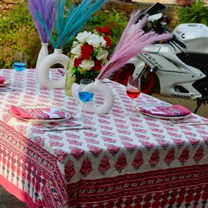 Vintage Indian Floral Block Print Premium Quality Handmade Cotton <b>Tablecloth</b> <b>Square</b> Covers Napkin/Placemat/Runner Modern Party - Product Image 5