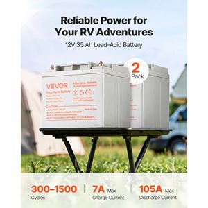 Confezione da 2 Batterie al Piombo-Acido AGM a Ciclo Profondo 12V 35Ah, Sigillate e Ricaricabili, per Scooter - Product Image 2