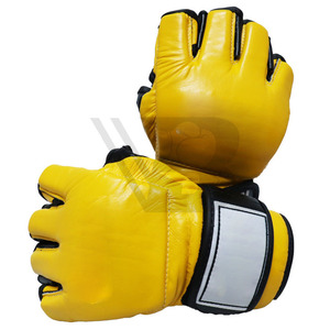 Guantes de MMA de Cuero Vacuno Dorado Profesionales a Precio de Fábrica, Guantes de Entrenamiento de Boxeo de Medio Dedo para Hombre, Talla Grande - Product Image 5
