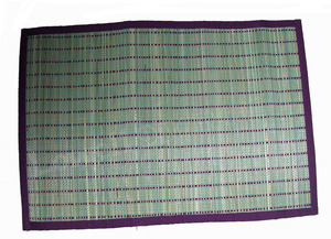 Lowellcraft HFM04335 Handwoven Striped Bamboo Rectangle <b>Retro</b> Reusable <b>Table</b> Mat Contrast Border KORA FIBER for <b>DINING</b> <b>TABLE</b> - Product Image 2