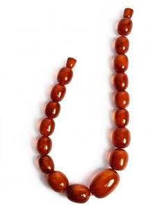Vintage Trendige Bernstein-Halskette für Frauen Cognacbraune Ovale Perlen Gliederkette Party-Schmuck - Product Image 3