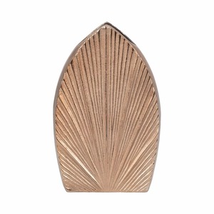 Formscape Modern Bronze <b>Vase</b> With <b>Ribbed</b> Texture 12x8x3 Inch Handmade Decorative Flower Holder - Product Image 4