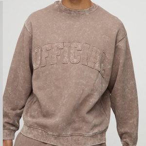 Sudadera de invierno vintage de corte regular con lavado ácido personalizado Crescent Wear, de secado rápido, 100% algodón French Terry - Product Image 1