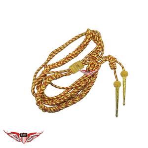 Aiguillette Trenzada Dorada Roja con Etiquetas Doradas, Aiguillette General con Punta Metálica - Product Image 1