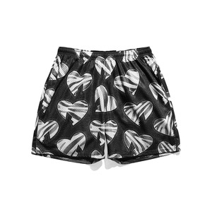 Shorts de Playa Negros para Hombre con Estampado de Corazones, Secado Rápido, Cintura Elástica, Shorts Casuales - Product Image 3