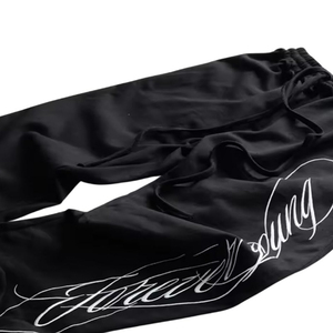 Pantalones Deportivos Unisex Personalizados, Negros y Blancos, de Pierna Ancha, Estilo Y2K, con Estampado Gráfico - Product Image 5