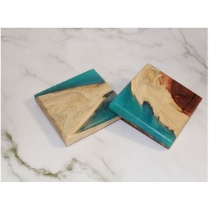 Posavasos de madera de acacia y resina estilo americano, juegos de posavasos para tazas de té y café para el hogar, uso en cocina, ¡los más vendidos de Address Craft! - Product Image 5