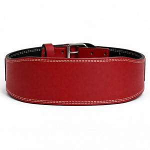 Cinturón de Fitness de Cuero Vacuno Genuino SAAR INDUSTRIES para Sentadillas y Peso Muerto, Cinturón de Powerlifting Rojo Personalizado, Profesional y Resistente - Product Image 3