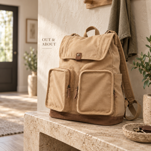 Sac à dos vintage en toile avec cordon de serrage et deux poches avant pour hommes |   Sac à dos décontracté pour les voyages, l'usage quotidien et les sorties en plein air - Product Image 2