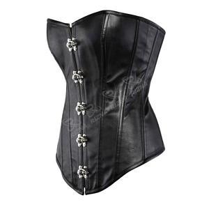 New Arrival Eco-Friendly Soft Leather Breathable Firm Control Overbust <b>Corset</b> Boned Burlesque <b>Bustier</b> Lingerie Top Rivet Lace - Product Image 2