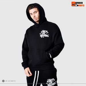 Daphnia Men's Black Pullover <b>Hoodie</b> with <b>3D</b> Puff Printing Custom Streetwear Fleece Sweatshirt For Outdoor <b>Hoodie</b> - Product Image 2