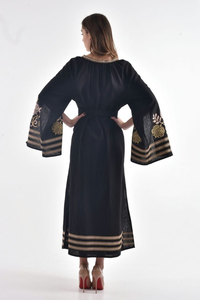 Women Cotton Embroidered Maxi <b>Dress</b> <b>Boho</b> Chic Floral Long Sleeve Loose Fit Casual <b>Summer</b> Beach <b>Dress</b> - Product Image 5