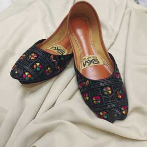 Chaussures Khussa indiennes pakistanaises faites à la main, tailles et couleurs personnalisées 2026, pour femmes, plates, antidérapantes, confortables, pour filles - Product Image 5
