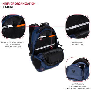 Nylon <b>Backpack</b> With Adjustable <b>Strap</b> Zipper Closure 30-40L Capacity Unisex Casual Daily Use Solid Blue Color - Product Image 2