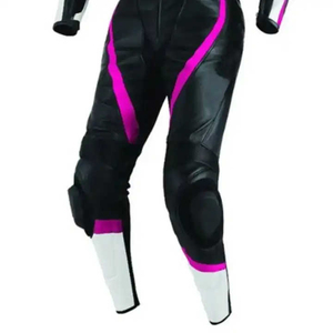 Combinaison de moto unisexe en cuir à manches longues, noire et rose, coupe-vent, toutes saisons, vêtements de course personnalisés, en cuir véritable - Product Image 6